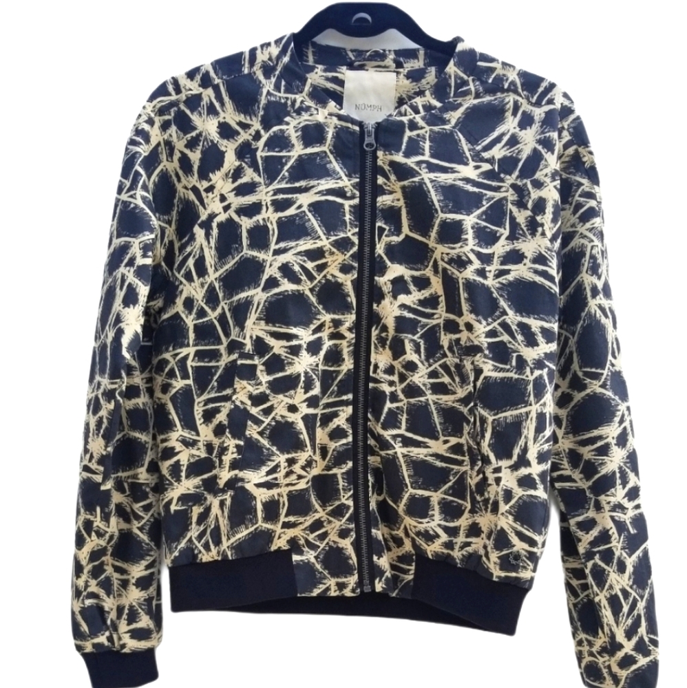 NÜMPH BOMBER JACKET Black with Ivory Print